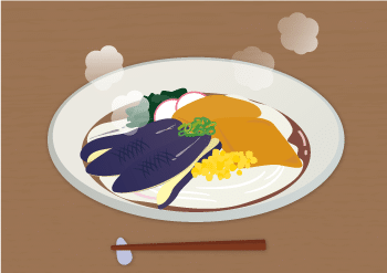 丸ナスのオイル付けとそうめん